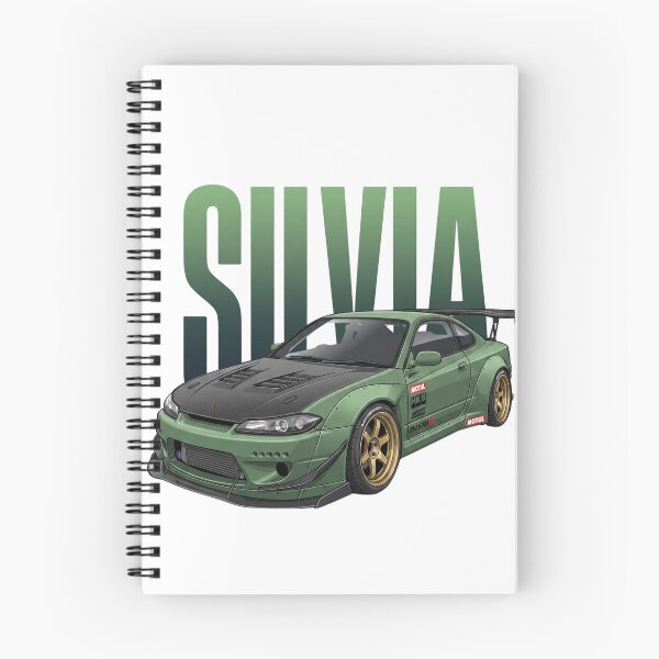 Item preview, Olive Green Nissan Silvia S15 Spec-R Widebody Gold Wheels JDM Drift Vector Art designed and sold by Motorline44.