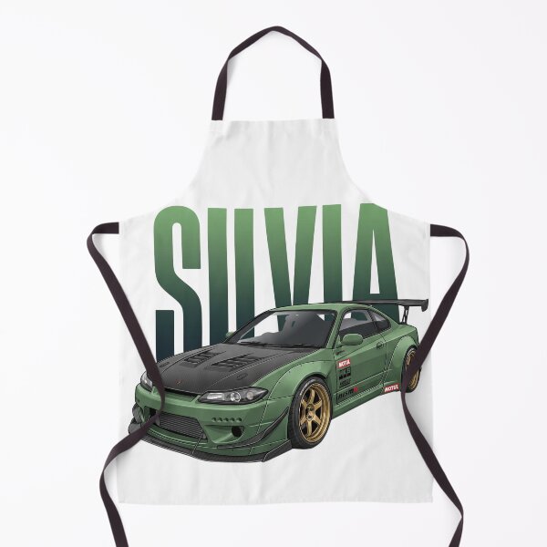 Item preview, Olive Green Nissan Silvia S15 Spec-R Widebody Gold Wheels JDM Drift Vector Art designed and sold by Motorline44.