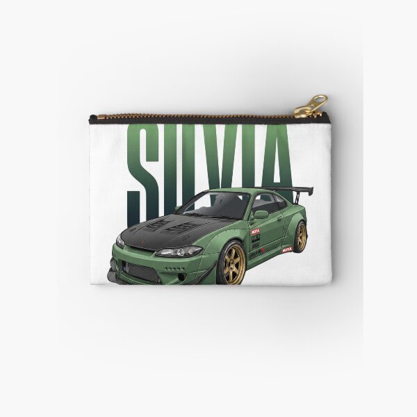 Item preview, Olive Green Nissan Silvia S15 Spec-R Widebody Gold Wheels JDM Drift Vector Art designed and sold by Motorline44.