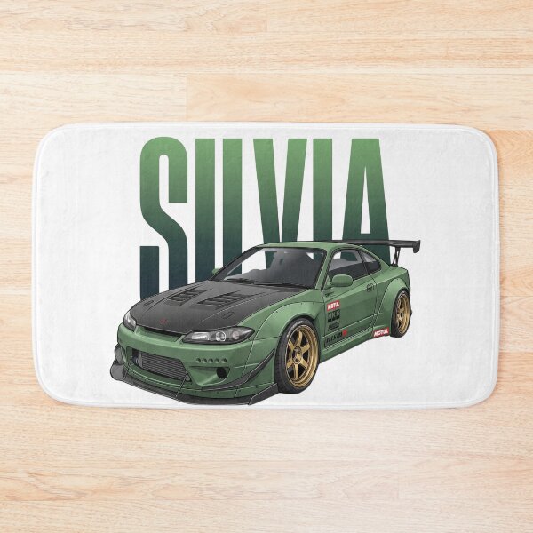Item preview, Olive Green Nissan Silvia S15 Spec-R Widebody Gold Wheels JDM Drift Vector Art designed and sold by Motorline44.
