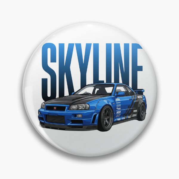 Item preview, Bayside Blue Nissan Skyline GT-R R34 Widebody RB26DETT JDM Vector Art designed and sold by Motorline44.