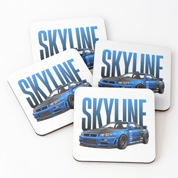 Item preview, Bayside Blue Nissan Skyline GT-R R34 Widebody RB26DETT JDM Vector Art designed and sold by Motorline44.