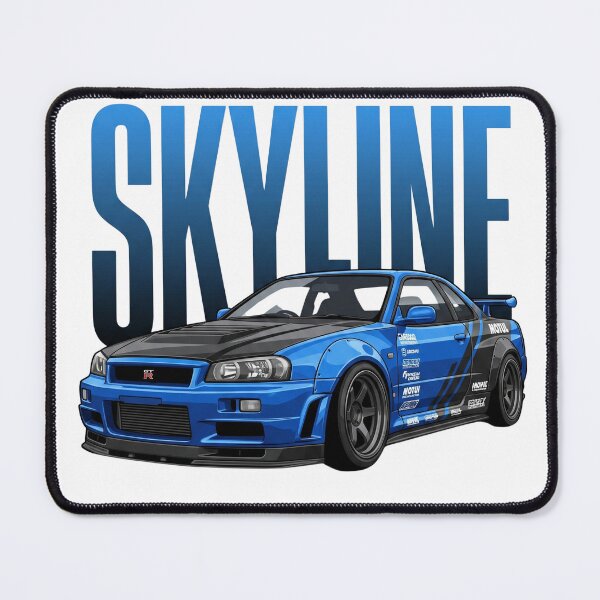 Item preview, Bayside Blue Nissan Skyline GT-R R34 Widebody RB26DETT JDM Vector Art designed and sold by Motorline44.