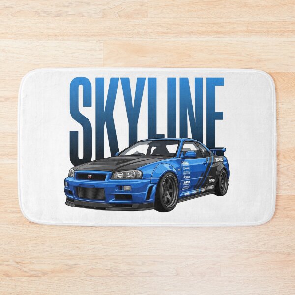 Item preview, Bayside Blue Nissan Skyline GT-R R34 Widebody RB26DETT JDM Vector Art designed and sold by Motorline44.