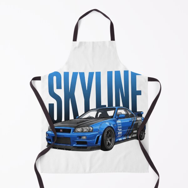 Item preview, Bayside Blue Nissan Skyline GT-R R34 Widebody RB26DETT JDM Vector Art designed and sold by Motorline44.