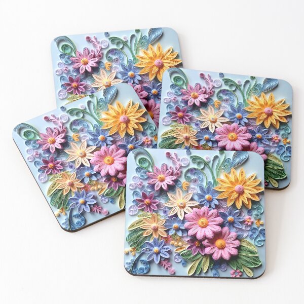 Item preview, 3-D Floral Digital Art In Pink, Yellow, Blue designed and sold by DEC02.