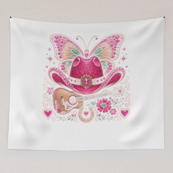 Item preview, Pink Glam Cowgirl Western Guitar Breast Cancer Awareness designed and sold by DYAFLK.