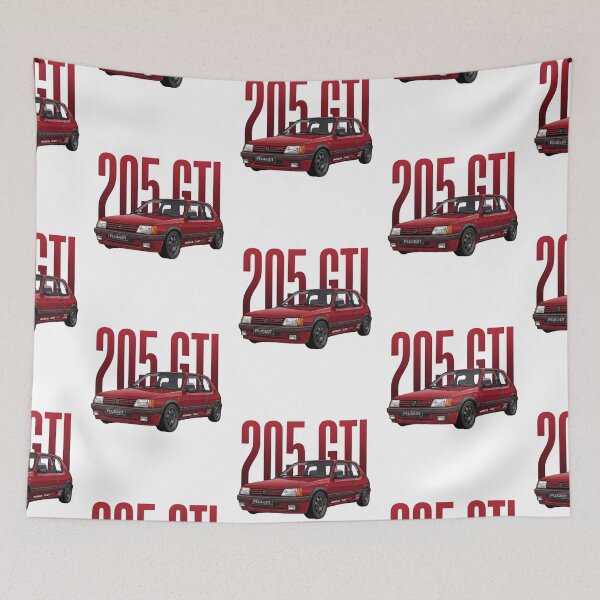 Item preview, Red Peugeot 205 GTI Classic French Hot Hatch Rally Vector Art designed and sold by Motorline44.