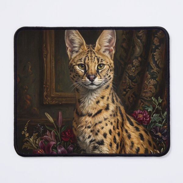 Item preview, Majestic Serval Cat Portrait with Flowers designed and sold by Real Beast Art.
