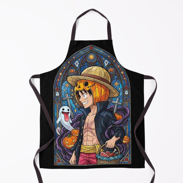 Item preview, Monkey D Luffy Halloween Pumpkin Stained Glass designed and sold by mildaclairmo.