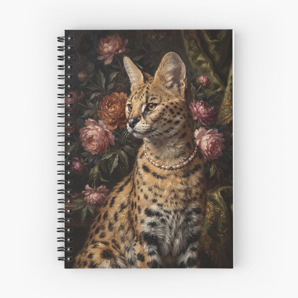 Item preview, Regal Serval Cat Portrait with Gemmed Pearls designed and sold by Real Beast Art.