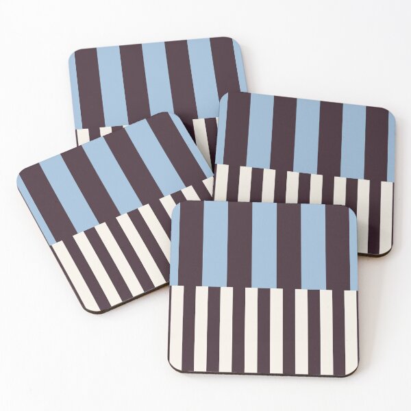 Item preview, Minimal Geometric Rectangles Lines 13 | Blue Dark Plum Cream Cabana Stripes designed and sold by MarleneCanto.