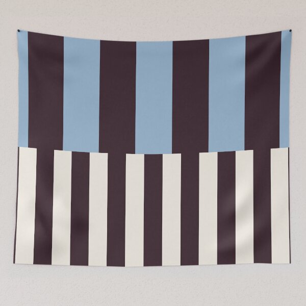Item preview, Minimal Geometric Rectangles Lines 13 | Blue Dark Plum Cream Cabana Stripes designed and sold by MarleneCanto.