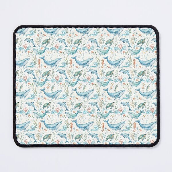 Item preview, Dark Blue Ocean Waves ,Whales , Seahorse , Dolphin  designed and sold by HappyTees Lab.