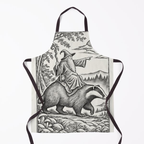 Item preview, Medieval Wizard Badger Rider, Vintage Woodcut Fantasy Art designed and sold by AmiGraph.