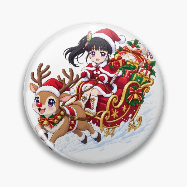 Item preview, Kanao Tsuyuri Demon Slayer Christmas Reindeer Sleigh Ride designed and sold by mildaclairmo.