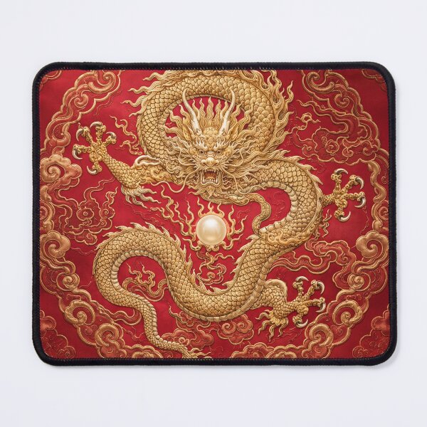 Item preview, Golden Imperial Dragon Roundel — Red Silk Chinese Art designed and sold by Bodique.