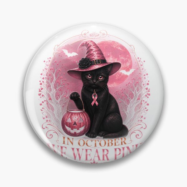 Item preview, In October We Wear Pink Gothic Black Cat Witch Breast Cancer Halloween designed and sold by DYAFLK.