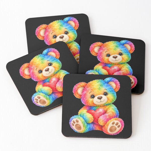 Item preview, Cute Rainbow Colorful Teddy Bear on Black Shapes Mania designed and sold by Shapes-Mania.