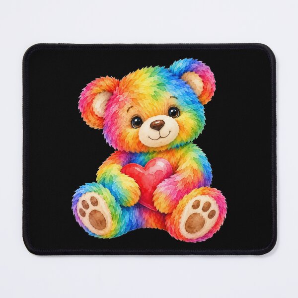 Item preview, Cute Rainbow Colorful Teddy Bear on Black Shapes Mania designed and sold by Shapes-Mania.