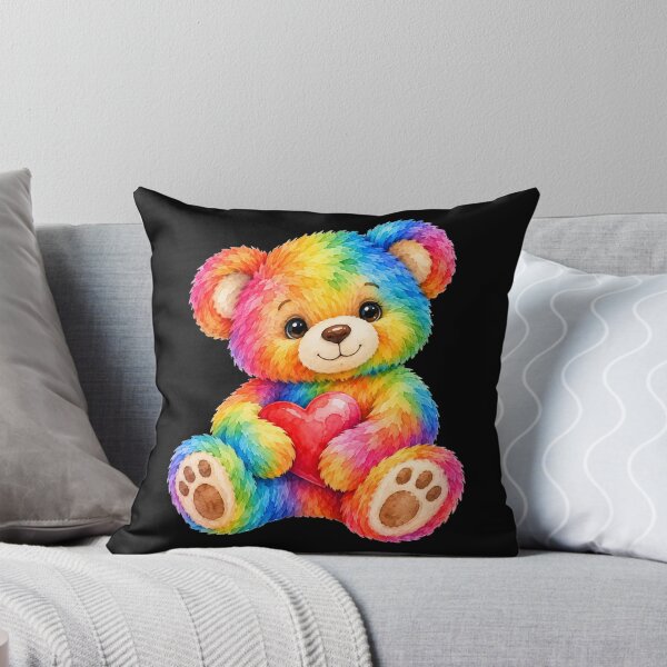 Item preview, Cute Rainbow Colorful Teddy Bear on Black Shapes Mania designed and sold by Shapes-Mania.