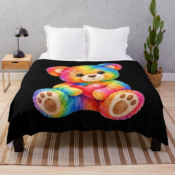 Item preview, Cute Rainbow Colorful Teddy Bear on Black Shapes Mania designed and sold by Shapes-Mania.