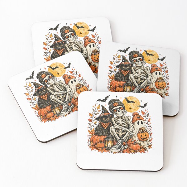 Item preview, Vintage Skeleton Ghost Black Cat Trick Or Treat Squad Halloween designed and sold by DYAFLK.