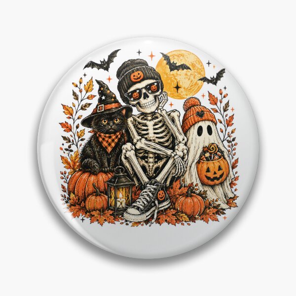 Item preview, Vintage Skeleton Ghost Black Cat Trick Or Treat Squad Halloween designed and sold by DYAFLK.