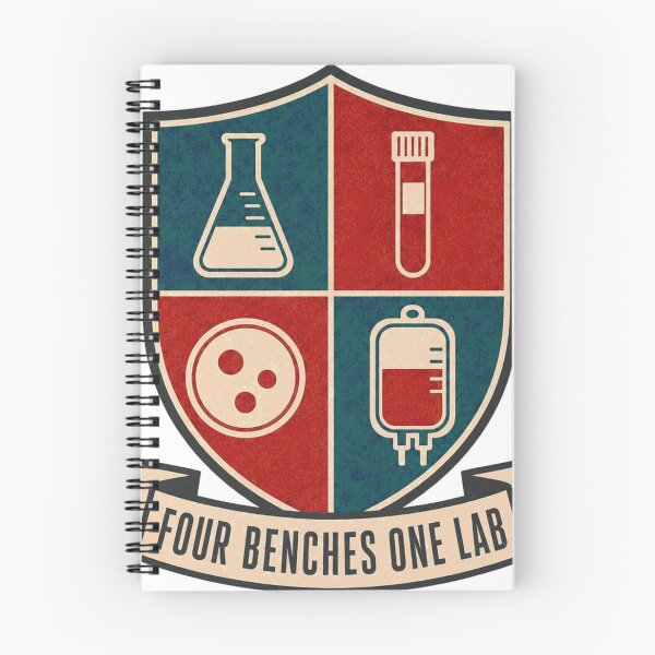 Item preview, Four Benches One Lab Coat of Arms Laboratory Departments designed and sold by BoosterShop.