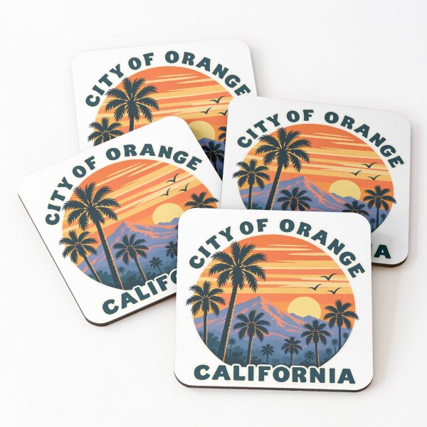 Item preview, City of Orange California Retro Sunset Palm Trees designed and sold by ParfaitPrints.