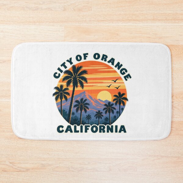 Item preview, City of Orange California Retro Sunset Palm Trees designed and sold by ParfaitPrints.