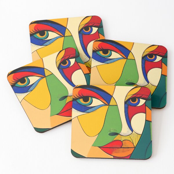 Item preview, Woman With A Mysterious Smile: Colorful Cubism Art designed and sold by DEC02.