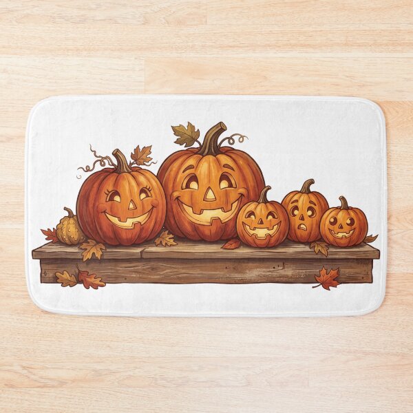 Item preview, Jack-o-lantern Family Lined Up On A - Autumn Design designed and sold by larbimalki.