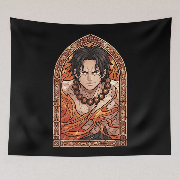 Item preview, Portgas D Ace Stained Glass Orange Flames designed and sold by mildaclairmo.