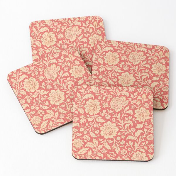 Item preview, Vintage Botanical Floral Illustration Pattern Cream on Salmon Pink designed and sold by Itaya Art.