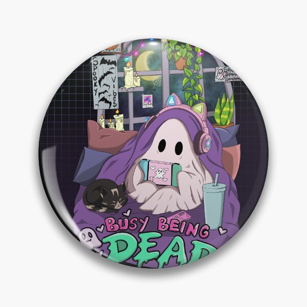 Item preview, Busy Being Dead, Cozy Gamer Ghost designed and sold by Moss & Mimics.