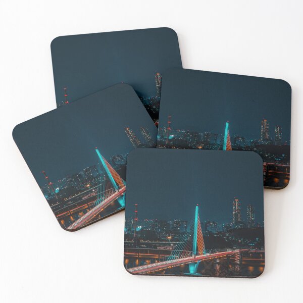Item preview, Futuristic Cable Stayed Bridge Over Night River designed and sold by Nightwindow.