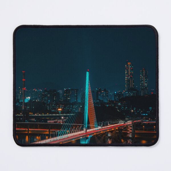 Item preview, Futuristic Cable Stayed Bridge Over Night River designed and sold by Nightwindow.