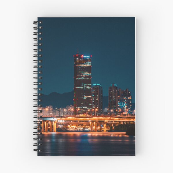 Item preview, Glowing Bridge and Skyscraper Across Night River designed and sold by Nightwindow.