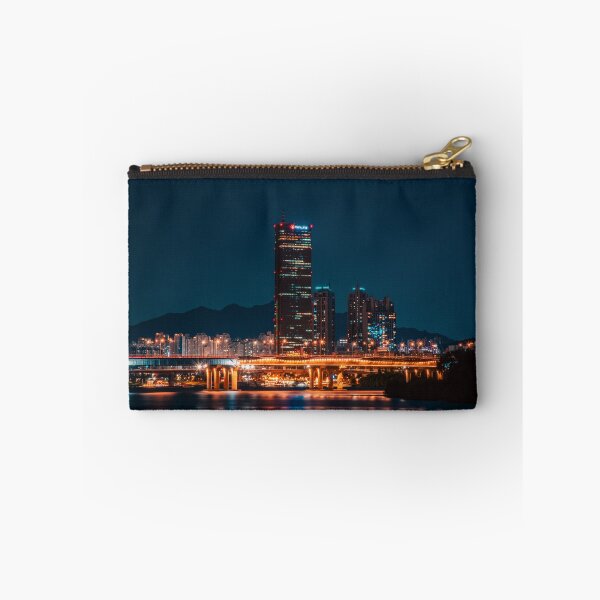 Item preview, Glowing Bridge and Skyscraper Across Night River designed and sold by Nightwindow.