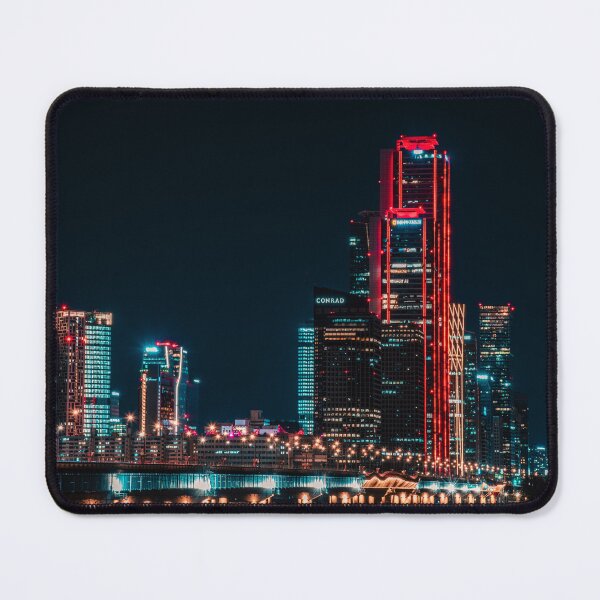 Item preview, Glowing Crimson Skyscraper and Bridge at Night designed and sold by Nightwindow.