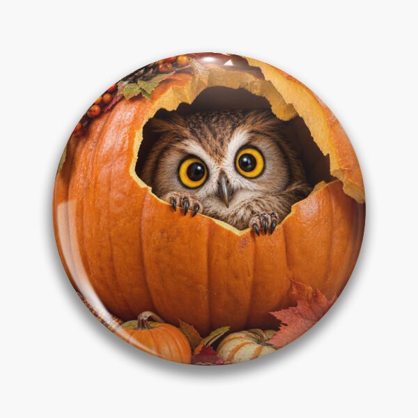 Item preview, Cute Owl Peeking Out of Autumn Pumpkin – Whimsical Thanksgiving & Fall Cottagecore Illustration designed and sold by LavIsInTheAir.