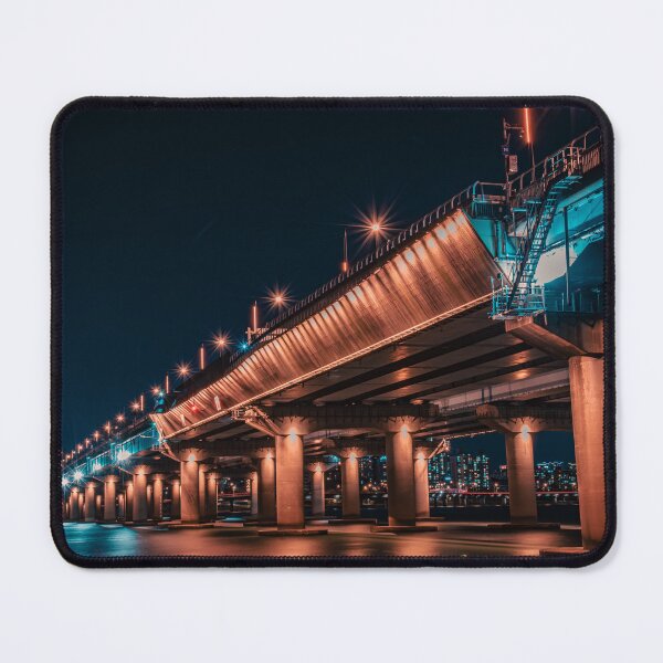 Item preview, Illuminated Industrial Bridge Pier at Night designed and sold by Nightwindow.