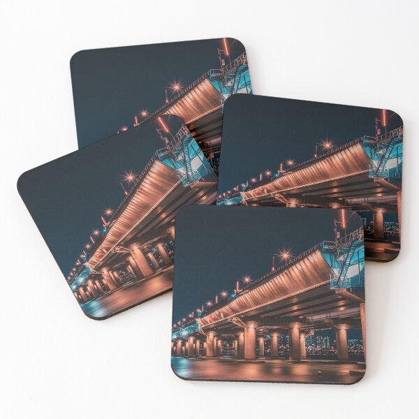 Item preview, Illuminated Industrial Bridge Pier at Night designed and sold by Nightwindow.