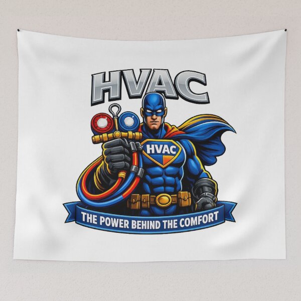 Item preview, HVAC Superhero Technician - Power Behind the Comfort Design designed and sold by FrozenHeat97.