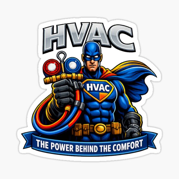 Item preview, HVAC Superhero Technician - Power Behind the Comfort Design designed and sold by FrozenHeat97.