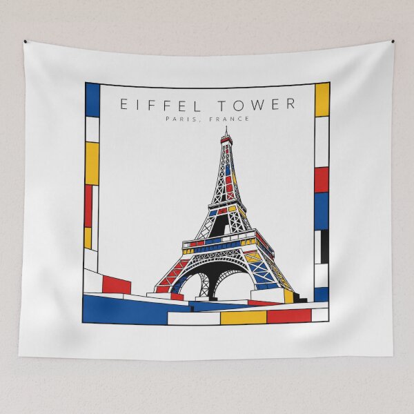 Item preview, Eiffel Tower Mondrian Style Poster 3D designed and sold by CMYKStudio.