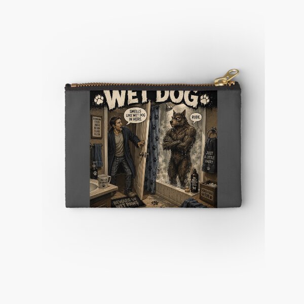 Item preview, Wet Dog Funny Werewolf Shower Bathroom Humour designed and sold by Hornace88studio.