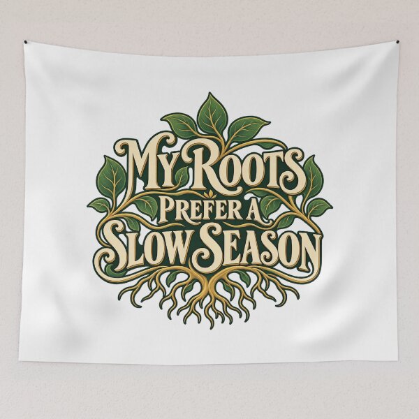 Item preview, My Roots Prefer a Slow Season Botanical Saying designed and sold by Bikivuno.