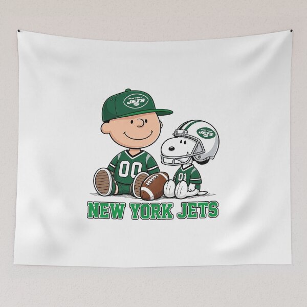 Item preview, Snoopy And Charlie Brown New York Jets Football Fan designed and sold by CaneufeyCip.